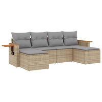 Set Divano da Giardino 6 pz con Cuscini-Sofa da Giardino-Divanetto da esterno Beige in Polyrattan 897653