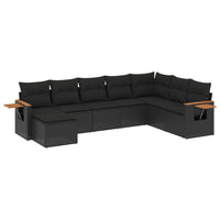 Set Divani da Giardino con Cuscini 8 pz Nero in Polyrattan 3227084