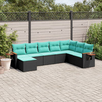 Set Divani da Giardino con Cuscini 8 pz Nero in Polyrattan 3227086