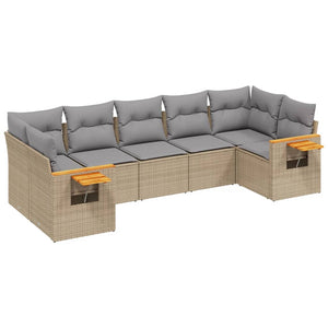 Set Divani da Giardino 7 pz con Cuscini Beige in Polyrattan 3227109