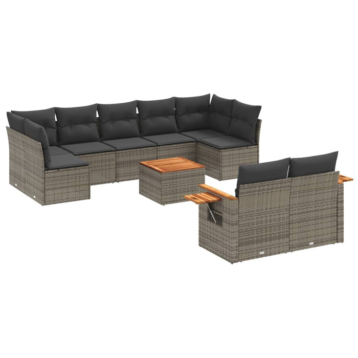 Set Divano da Giardino 10 pz con Cuscini Grigio in Polyrattan 3227138