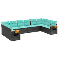 Set Divani da Giardino 10pz con Cuscini in Polyrattan Nero 3227163