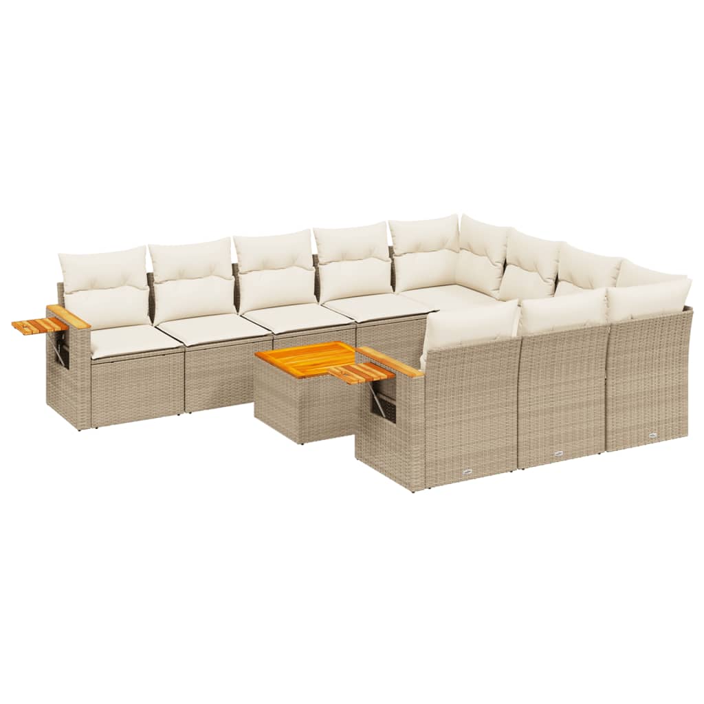 Set Divani da Giardino 11 pz con Cuscini Beige in Polyrattan 3227185