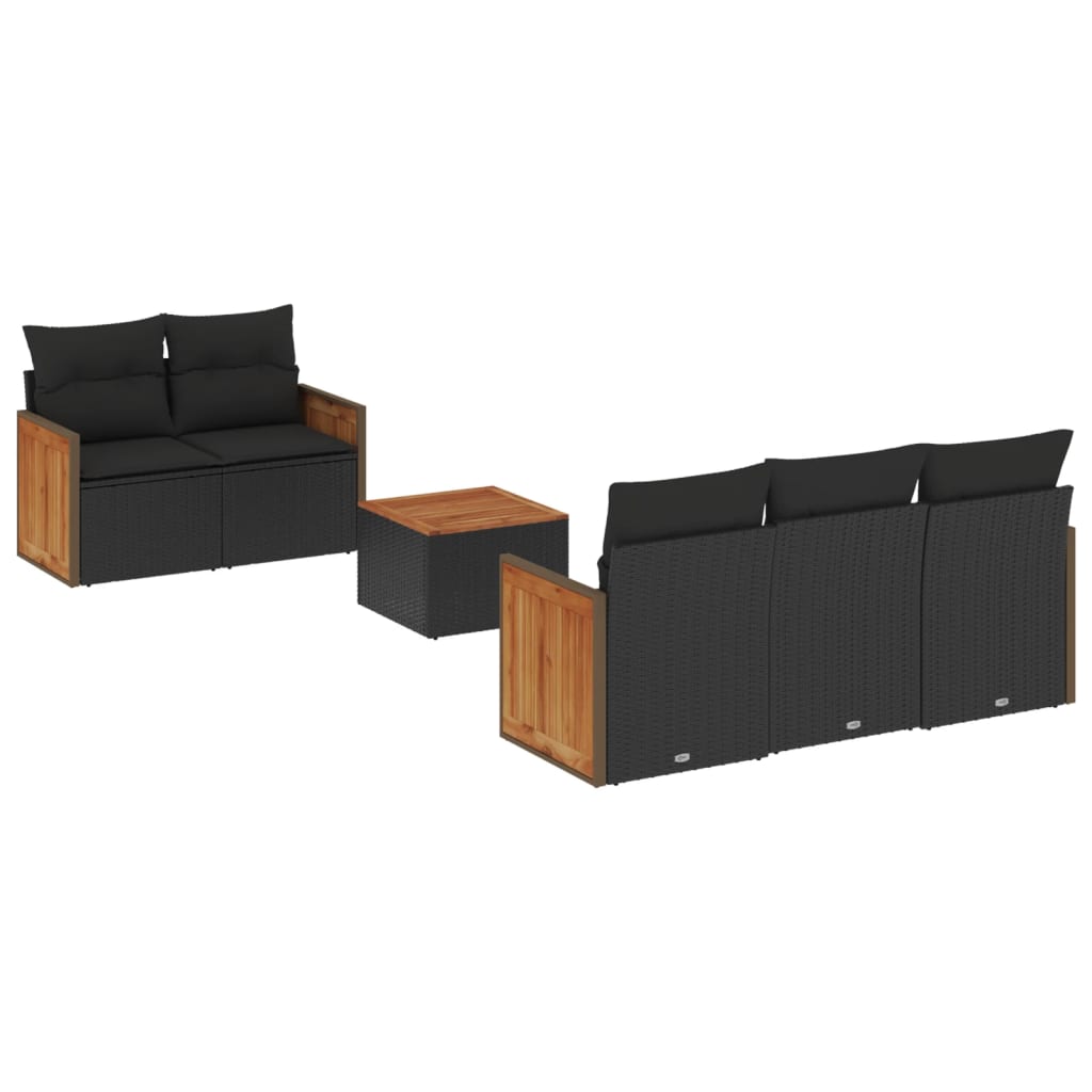 Set Divano da Giardino 6 pz con Cuscini Nero in Polyrattancod mxl 90192