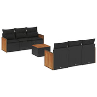 Set Divani da Giardino con Cuscini 7pz Nero Polyrattancod mxl 90325