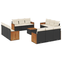 Set Divani da Giardino 13pz con Cuscini Nero in Polyrattan 3227519