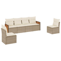 Set Divano da Giardino 6 pz con Cuscini-Sofa da Giardino-Divanetto da esterno Beige in Polyrattan 236142