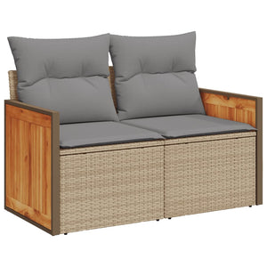 Set Divano da Giardino 6 pz con Cuscini-Sofa da Giardino-Divanetto da esterno Beige in Polyrattan 381244