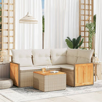Set Divano da Giardino 5 pz con Cuscini Beige in Polyrattan 3227619