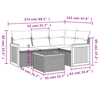 Set Divano da Giardino 5 pz con Cuscini-Sofa da Giardino-Divanetto da esterno Beige in Polyrattan 433352