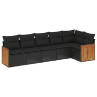Set Divano da Giardino 6 pz con Cuscini Nero in Polyrattan 3227665