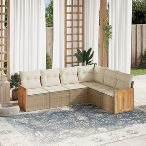 Set Divano da Giardino 6 pz con Cuscini Beige in Polyrattancod mxl 88849