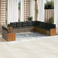Set Divani da Giardino 11 pz con Cuscini in Polyrattan Grigio 3227810