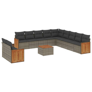 Set Divani da Giardino 12 pz con Cuscini Grigio in Polyrattan 3227817