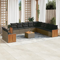 Set Divani da Giardino 12 pz con Cuscini Grigio in Polyrattan 3227817