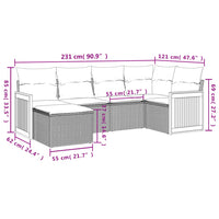 Set Divano da Giardino 6 pz con Cuscini Grigio in Polyrattan