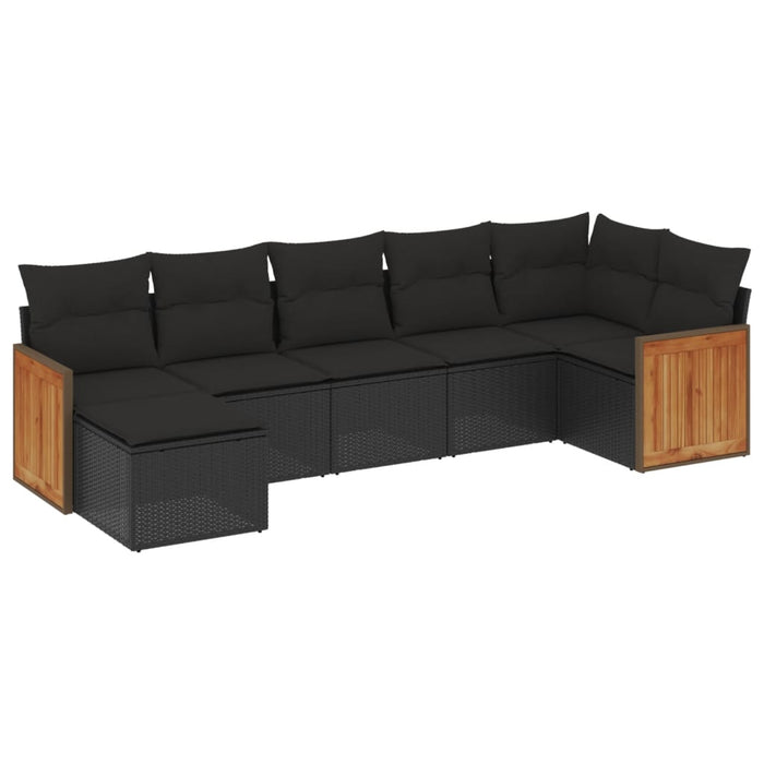 Set Divani da Giardino con Cuscini 7pz Nero Polyrattancod mxl 116931