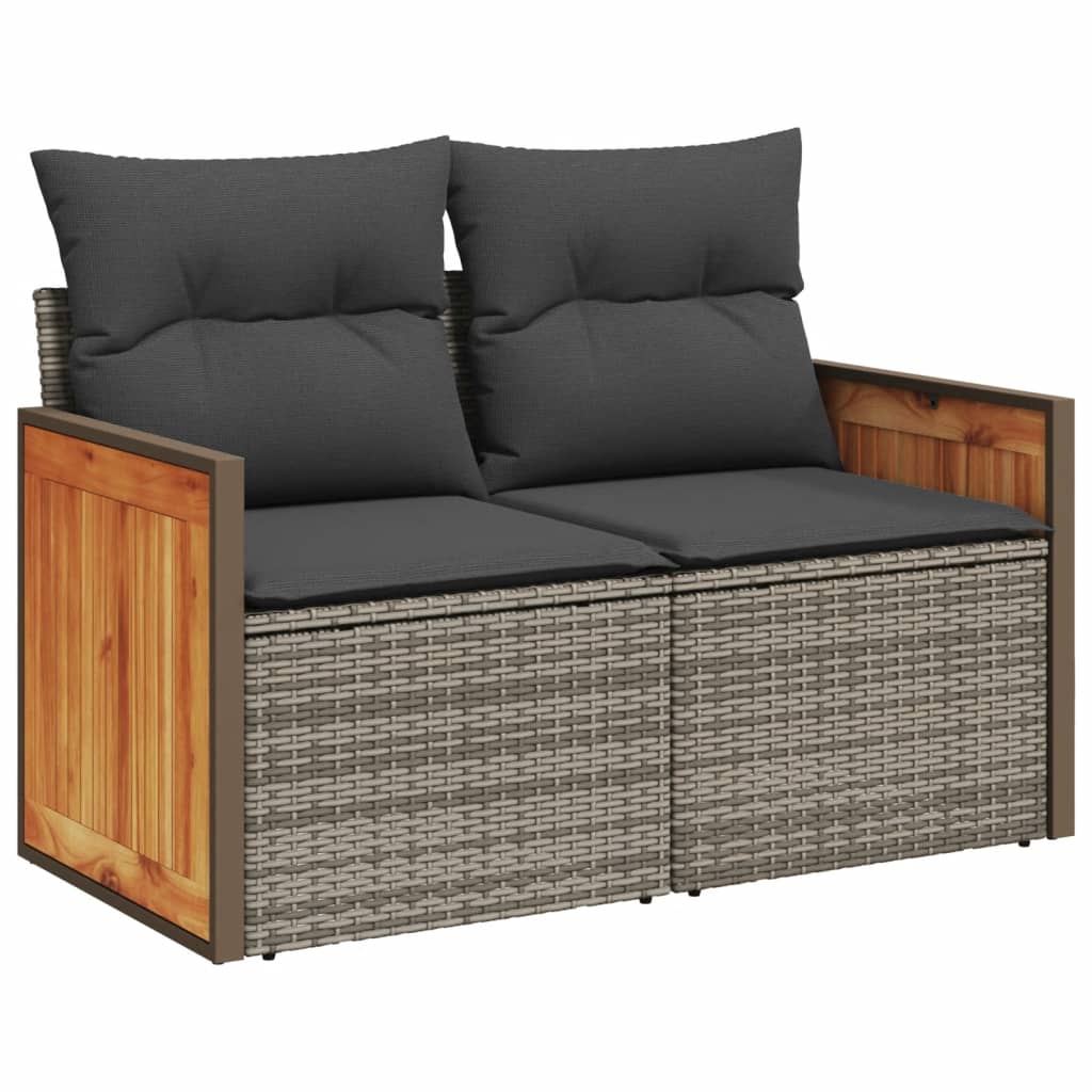 Set Divano da Giardino 6 pz con Cuscini-Sofa da Giardino-Divanetto da esterno Grigio in Polyrattan 998539