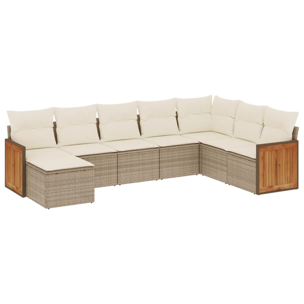 Set Divano da Giardino 8 pz con Cuscini Beige in Polyrattan 3227927