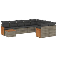Set Divano da Giardino 10 pz con Cuscini Grigio in Polyrattancod mxl 89981