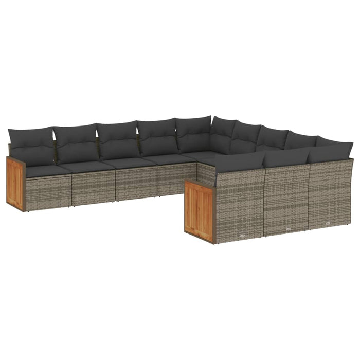 Set Divani da Giardino 11 pz con Cuscini in Polyrattan Grigio 3228111