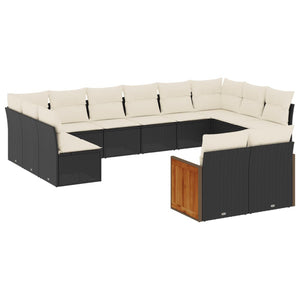 Set Divani da Giardino 12 pz con Cuscini Nero in Polyrattan 3228121