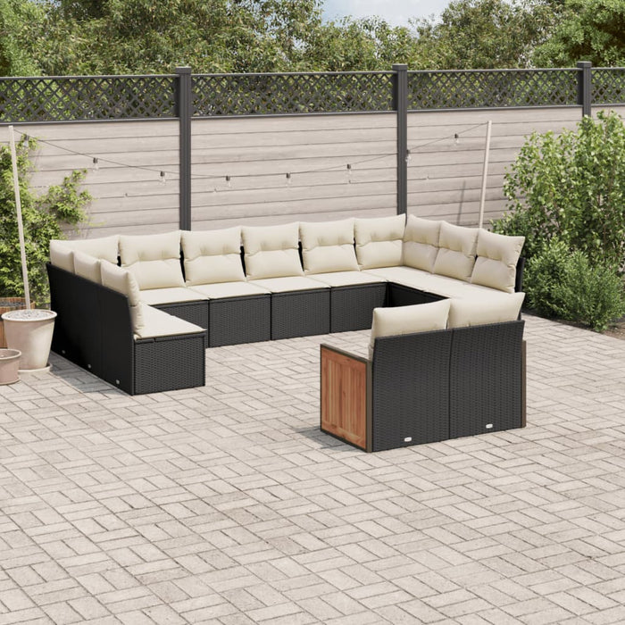 Set Divani da Giardino 12 pz con Cuscini Nero in Polyrattan 3228121