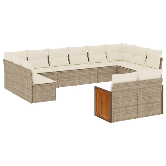 Set Divani da Giardino 12 pz con Cuscini Beige in Polyrattan