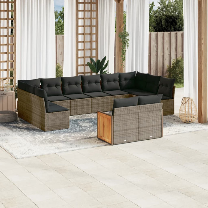 Set Divani da Giardino 12 pz con Cuscini Grigio in Polyrattan 3228125