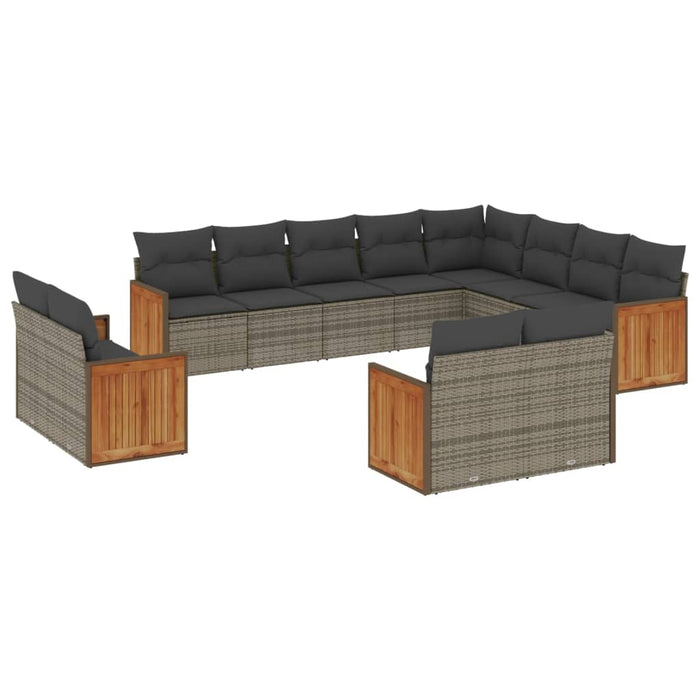 Set Divani da Giardino 12 pz con Cuscini Grigio in Polyrattan 3228195