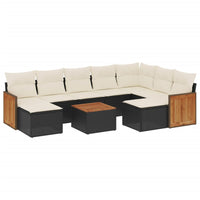 Set Divani da Giardino 10pz con Cuscini in Polyrattan Nero 3228226