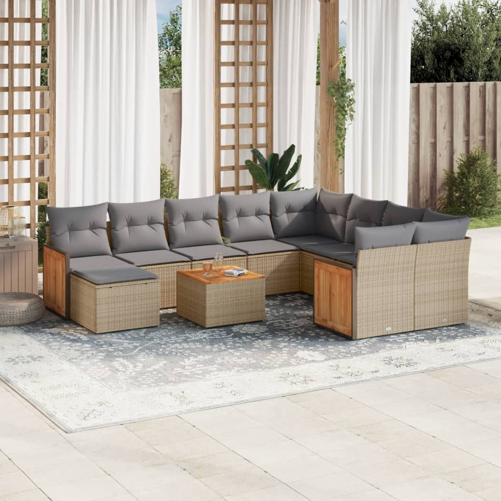 Set Divani da Giardino 11 pz con Cuscini Beige in Polyrattancod mxl 92715