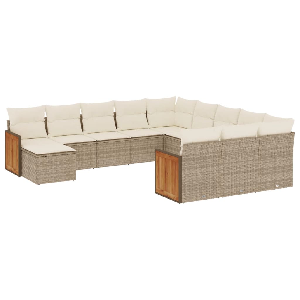 Set Divani da Giardino 12 pz con Cuscini Beige in Polyrattan 3228263