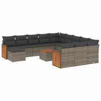 Set Divani da Giardino 13 pz con Cuscini Grigio in Polyrattan 3228272