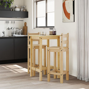 Set da Bar 3 pz in Legno Massello di Pino