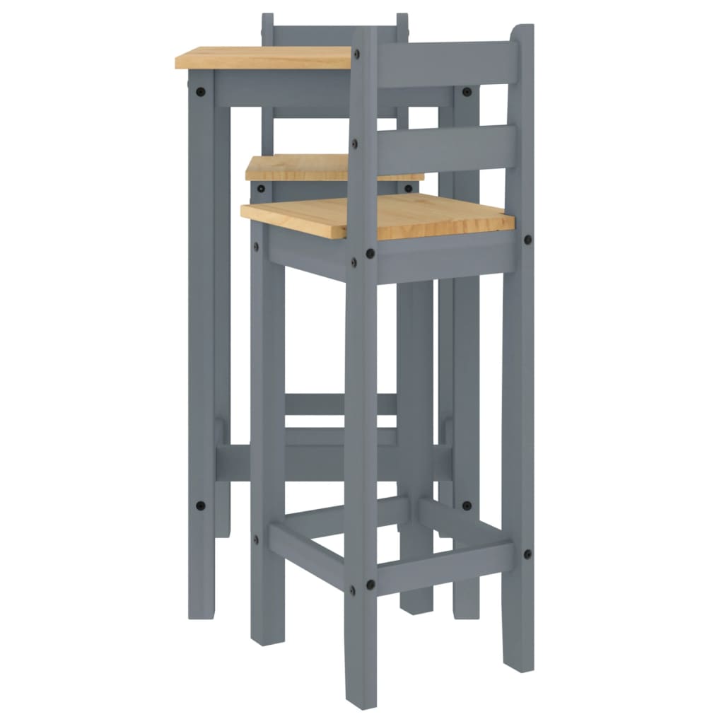 Set da Bar 3 pz Grigio in Legno Massello di Pino 4005688