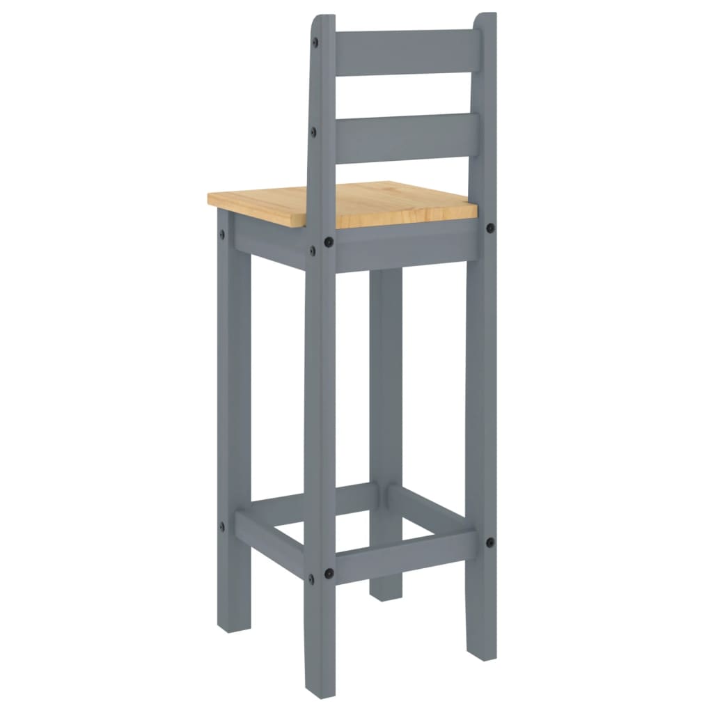 Set da Bar 3 pz Grigio in Legno Massello di Pino 4005688