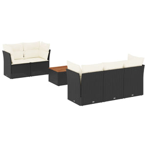Set Divano da Giardino 6 pz con Cuscini-Sofa da Giardino-Divanetto da esterno Nero in Polyrattan 743804