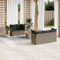 Set Divano da Giardino 6 pz con Cuscini-Sofa da Giardino-Divanetto da esterno Grigio in Polyrattan 101851