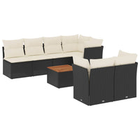 Set Divani da Giardino con Cuscini 8 pz Nero in Polyrattan 3223515