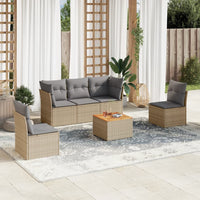 Set Divano da Giardino 6 pz con Cuscini Beige in Polyrattan
