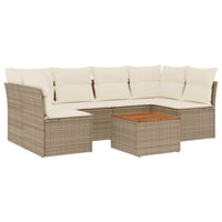 Set Divani da Giardino 7 pz con Cuscini Beige in Polyrattan