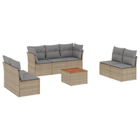 Set Divano da Giardino 8 pz con Cuscini Beige in Polyrattan