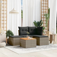 Set Divano da Giardino 5 pz con Cuscini-Sofa da Giardino-Divanetto da esterno Grigio in Polyrattan 336518