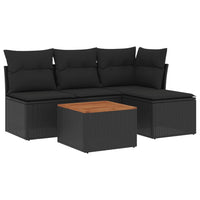 Set Divani da Giardino 5 pz con Cuscini in Polyrattan Nero 3223591