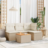 Set Divano da Giardino 5 pz con Cuscini-Sofa da Giardino-Divanetto da esterno Beige in Polyrattan 715175