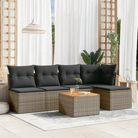 Set Divano da Giardino 6 pz con Cuscini-Sofa da Giardino-Divanetto da esterno Grigio in Polyrattan 883411