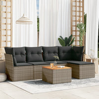 Set Divano da Giardino 6 pz con Cuscini-Sofa da Giardino-Divanetto da esterno Grigio in Polyrattan 932322