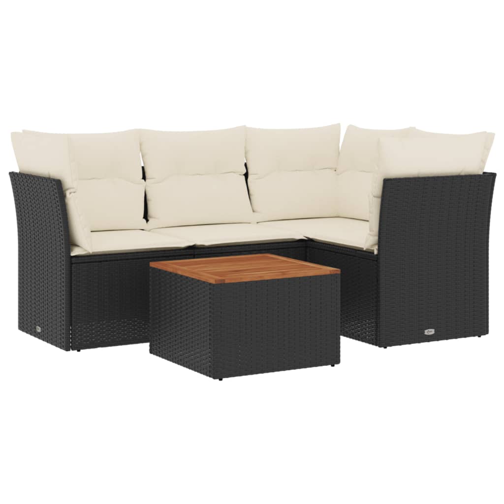 Set Divani da Giardino 5 pz con Cuscini in Polyrattan Nero 3223620