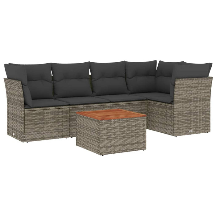 Set Divano da Giardino 6 pz con Cuscini-Sofa da Giardino-Divanetto da esterno Grigio in Polyrattan 426432